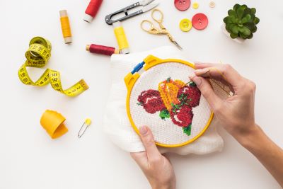 embroidery of roses